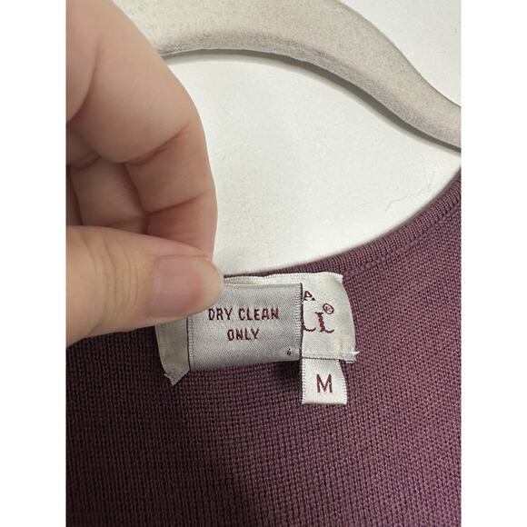 Adriana Papell Purple V Neck Sleeveless Wool Blend Midi Dress Size Medium - Picture 4 of 5